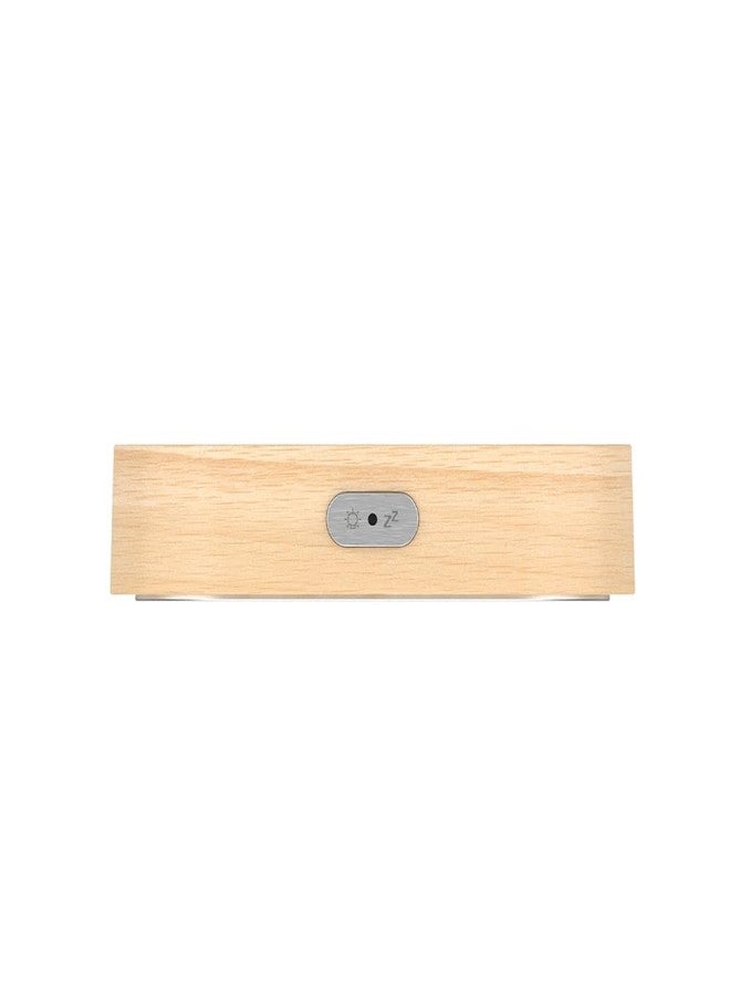LANRU Beech Wood Digital Clock Dual Alarm Snooze USB Alarm Clock Table Thermometer Electronic LED Wooden Desk Clock 4-Level Brightness for Living Room Office - Image 2